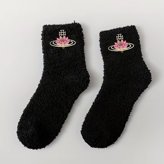 Fleur de Ren | NANA | Chaussettes fluffy brodées