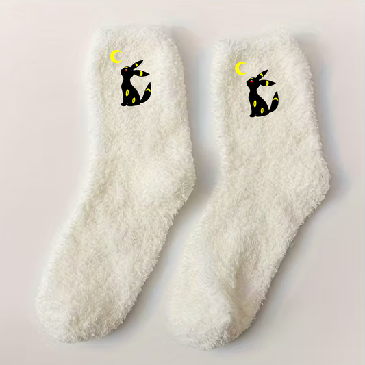 Noctali | POKEMON | Chaussettes fluffy brodées